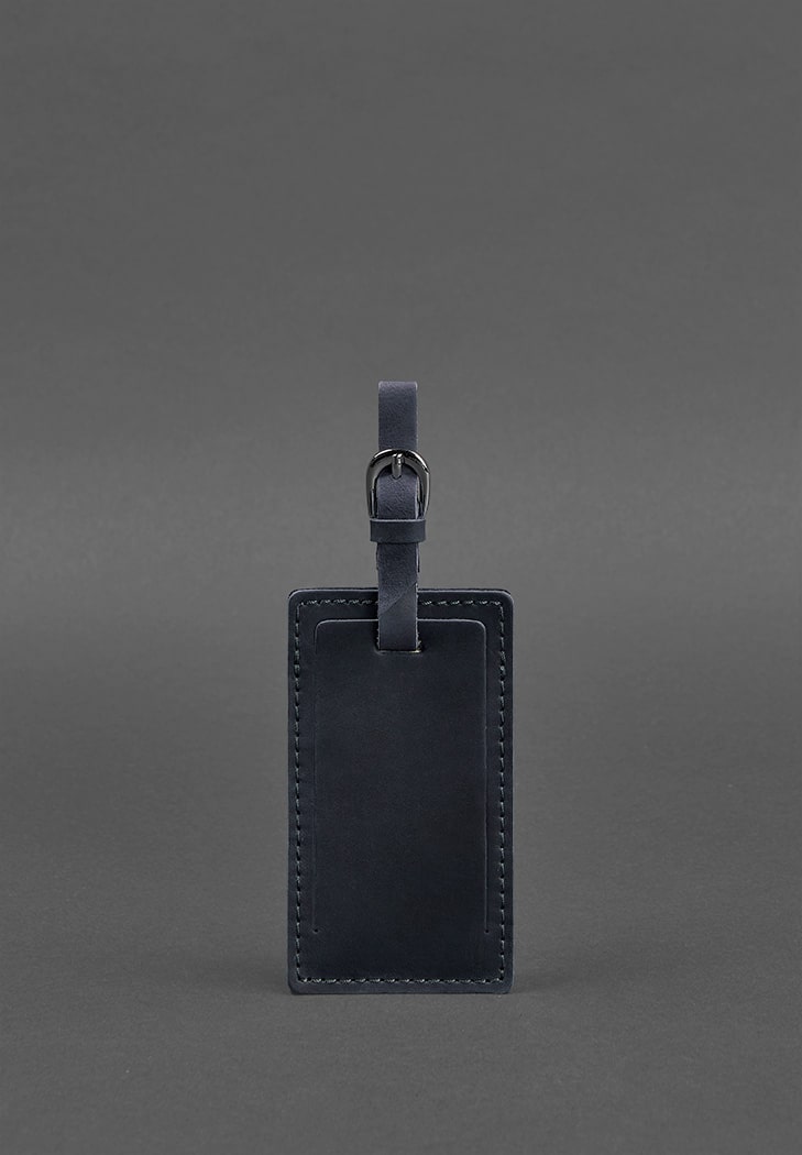 Шкіряна бірка для багажу 3.0 Темно-синя Crazy Horse BlankNote