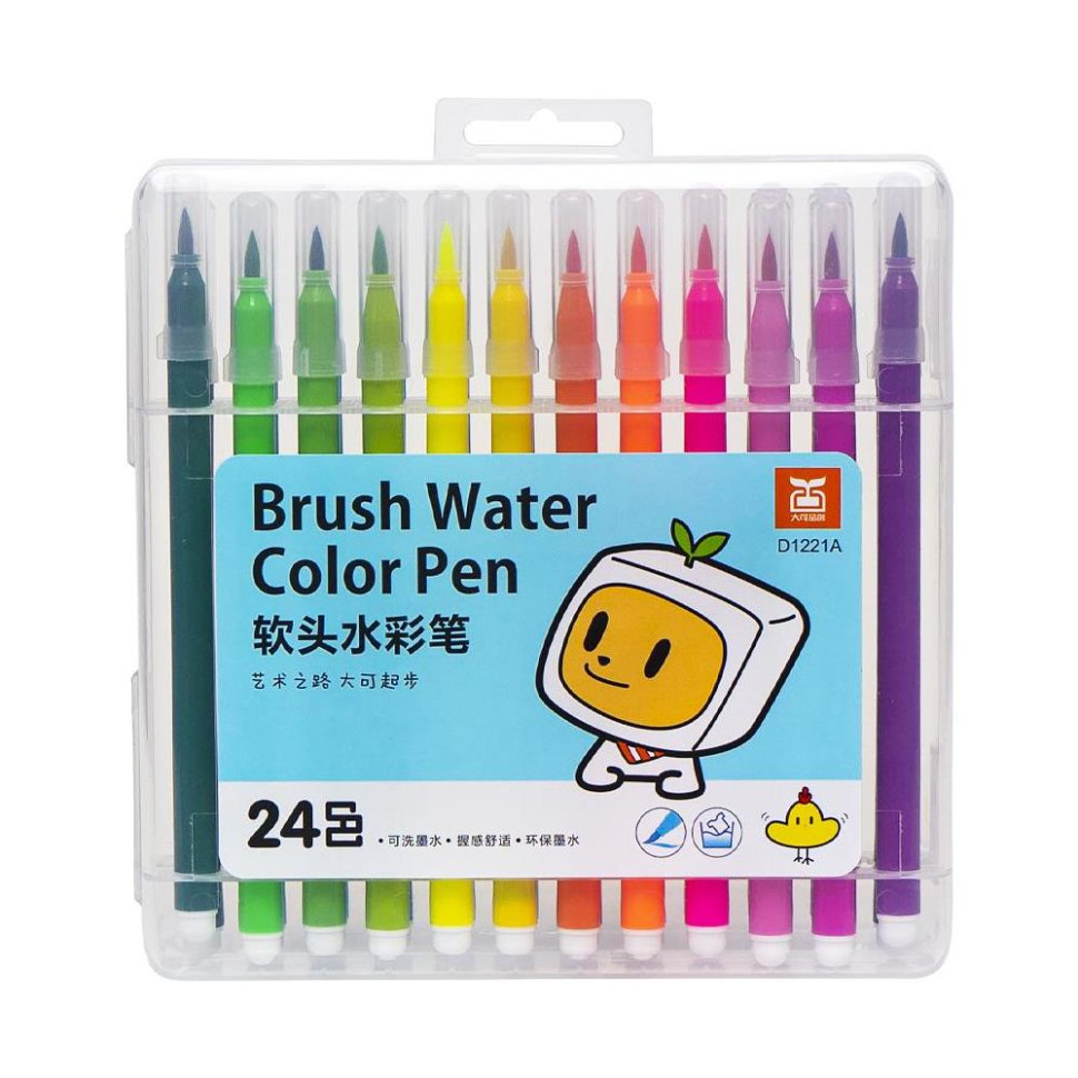 Фломастер - кисть 24 кольори Bambi 1221-24 у пластиковому боксі