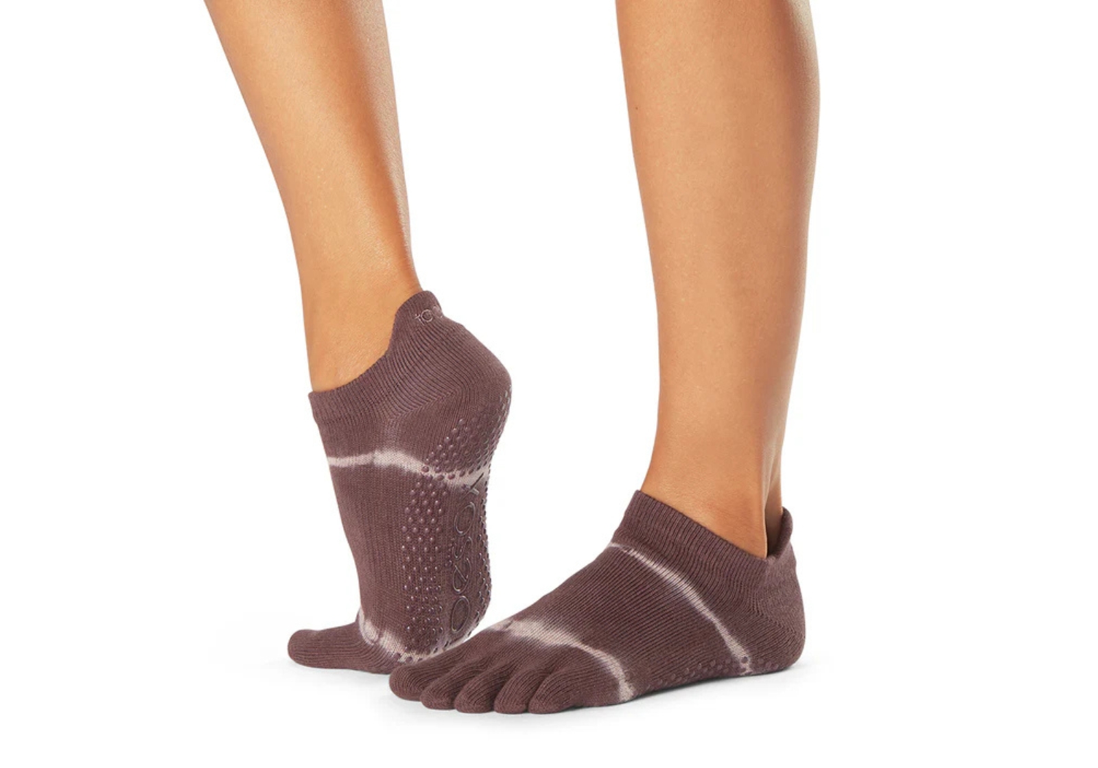 Шкарпетки для йоги ToeSox Full Toe Low Rise Grip Quartz Wave Stripe M 39-42.5 Коричневий