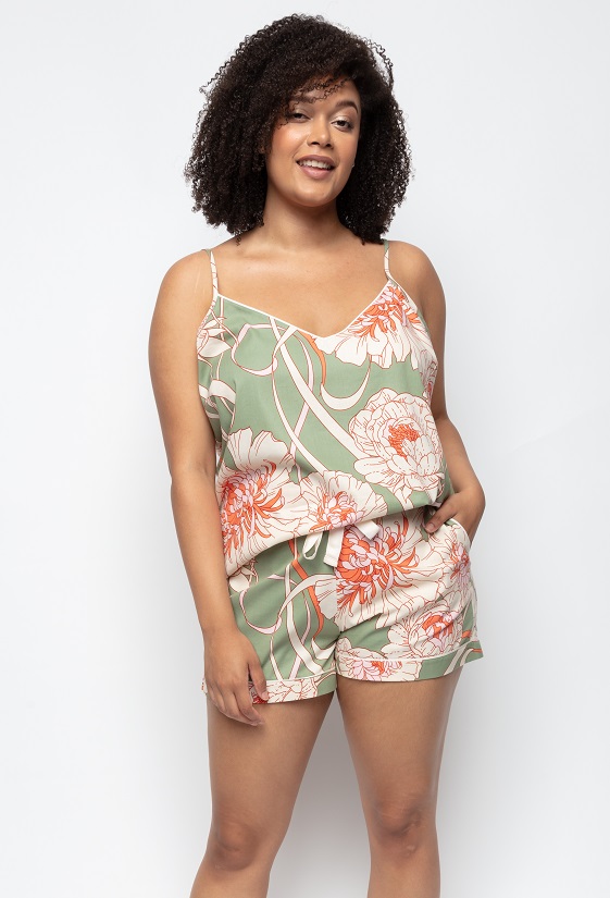 Піжама жіноча Cyberjammies Sage 9584-9585 12/M Зелений з квітковим принтом (5051877441736)