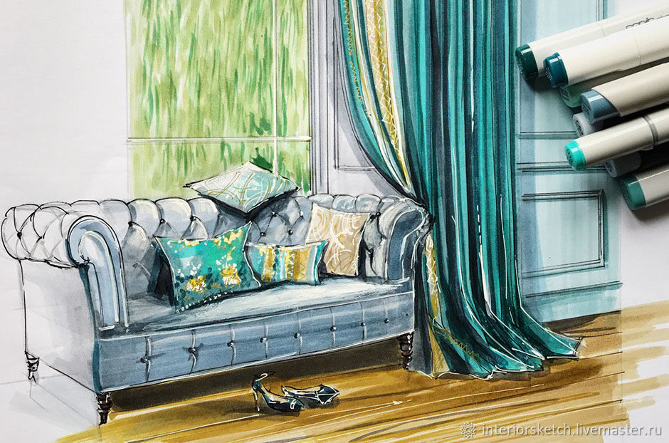 Маркери для скетчінга «FINECOLOUR» 72 кольори Набір для дизайну інтер`єру