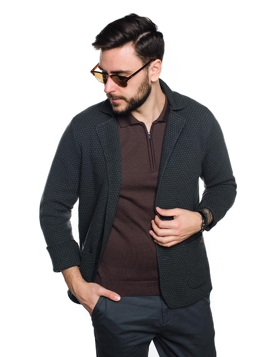 Трикотажний піджак на двох гудзиках SVTR Темно-сірий (398 54 темно-сірий)