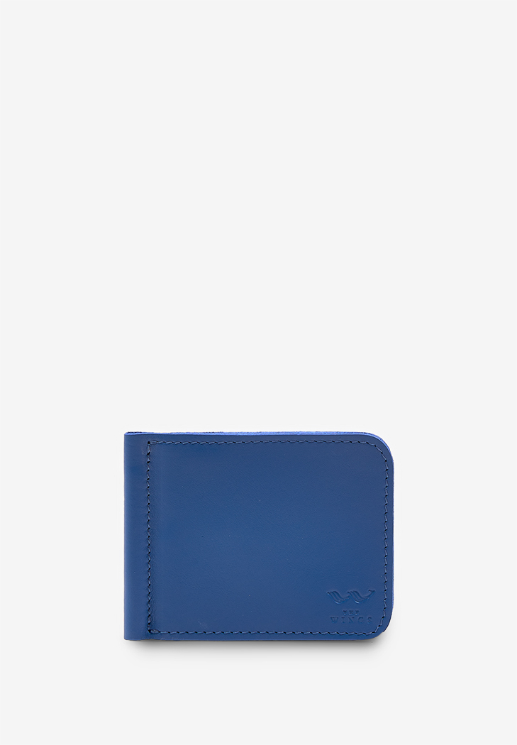 Шкіряний затиск для грошей яскраво-синій The Wings