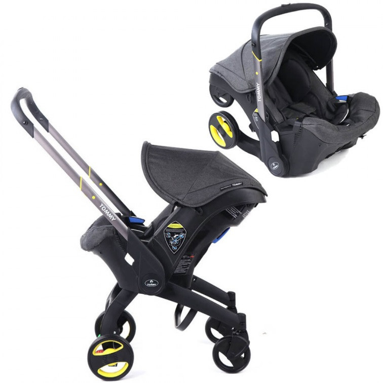 Коляска-автокрісло Tommy 2в1 для подорожей проходить в ручну поклажу Сіра