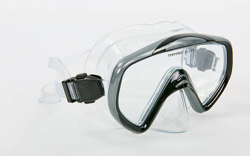 Маска для плавання No Brand у пластиковому боксі Legend M167-PVC Чорний-сірий