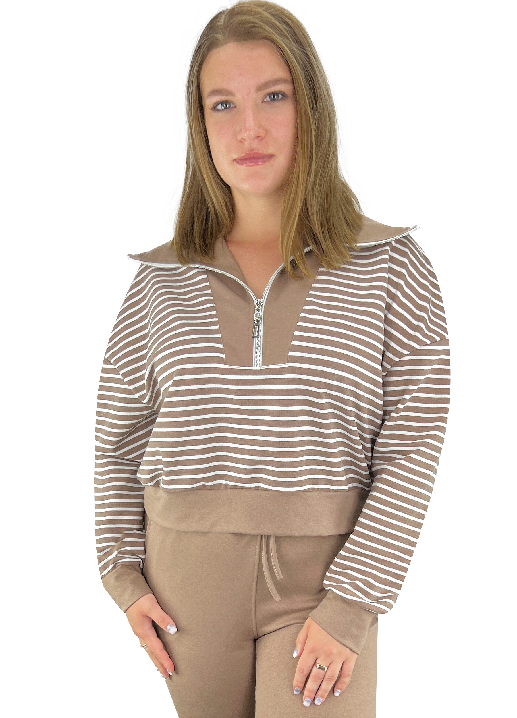 Толстовка жіноча Жемчужина Стилей 31155 52-54 Бежево-білий (17102)