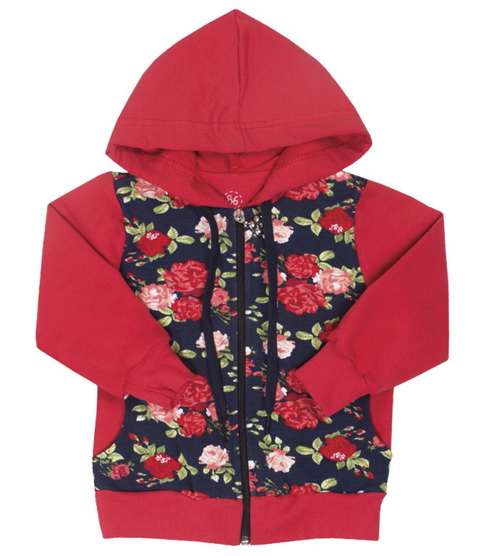 Кофта дитяча для дівчинки на змійці GABBI KR-R-2 Трояндочки Червоний на зріст 92 (11067)