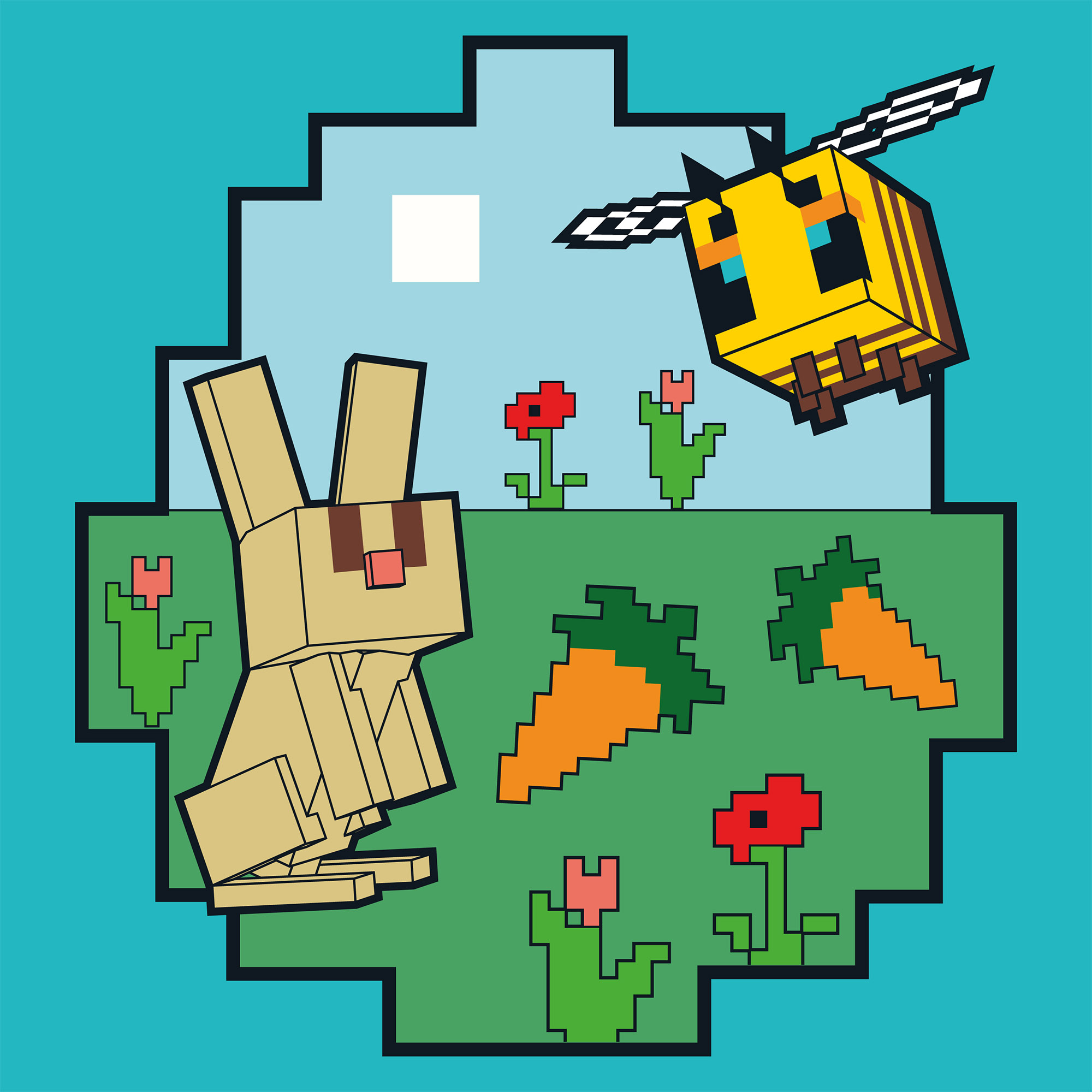 Картина за номерами Santi Майнкрафт Кролик та бджілка 25х25 см Різнокольоровий (955468)