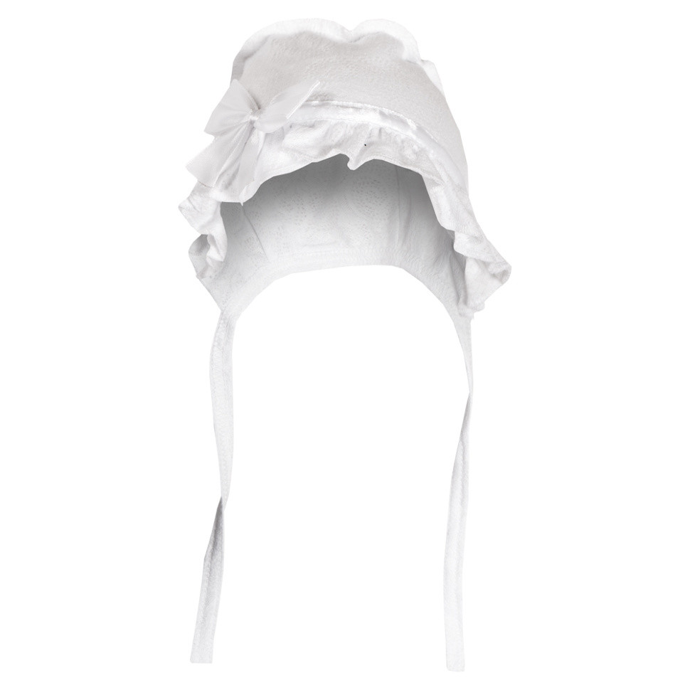Чепчик для дівчинки з оборкою GABBI Білий 18 (11306)