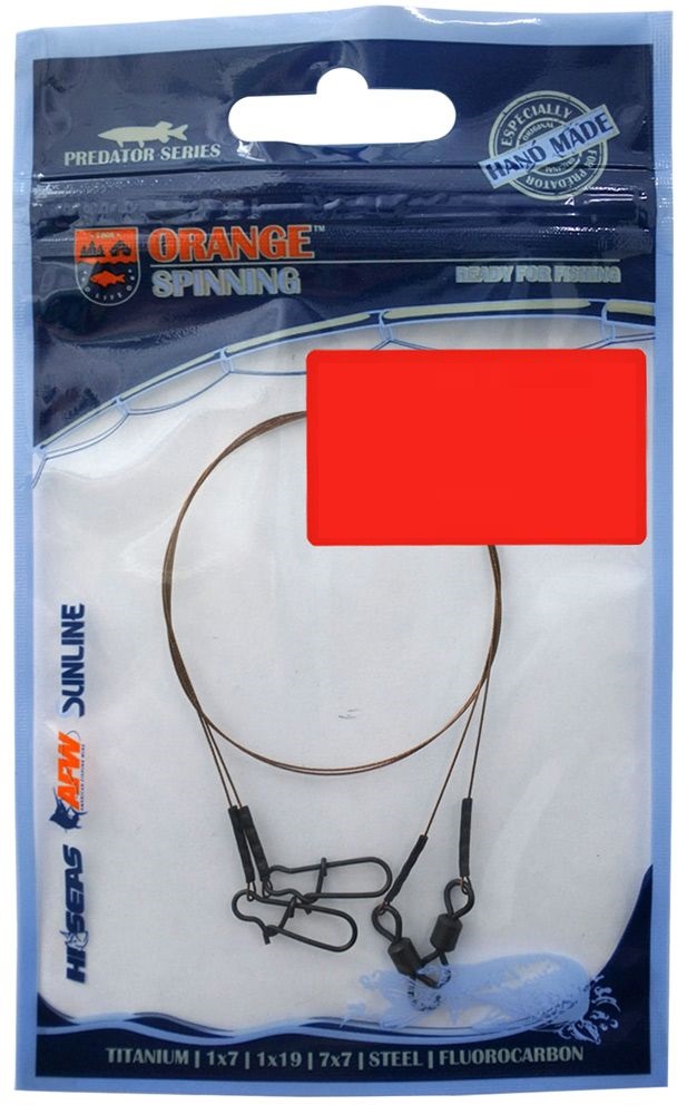 Повідець Ukrspin Orange Spinning плетений сталь AFW 7х7 30 см 18 кг 40 lb/0.46 мм 2 шт Сірий (1013-1590.03.55)