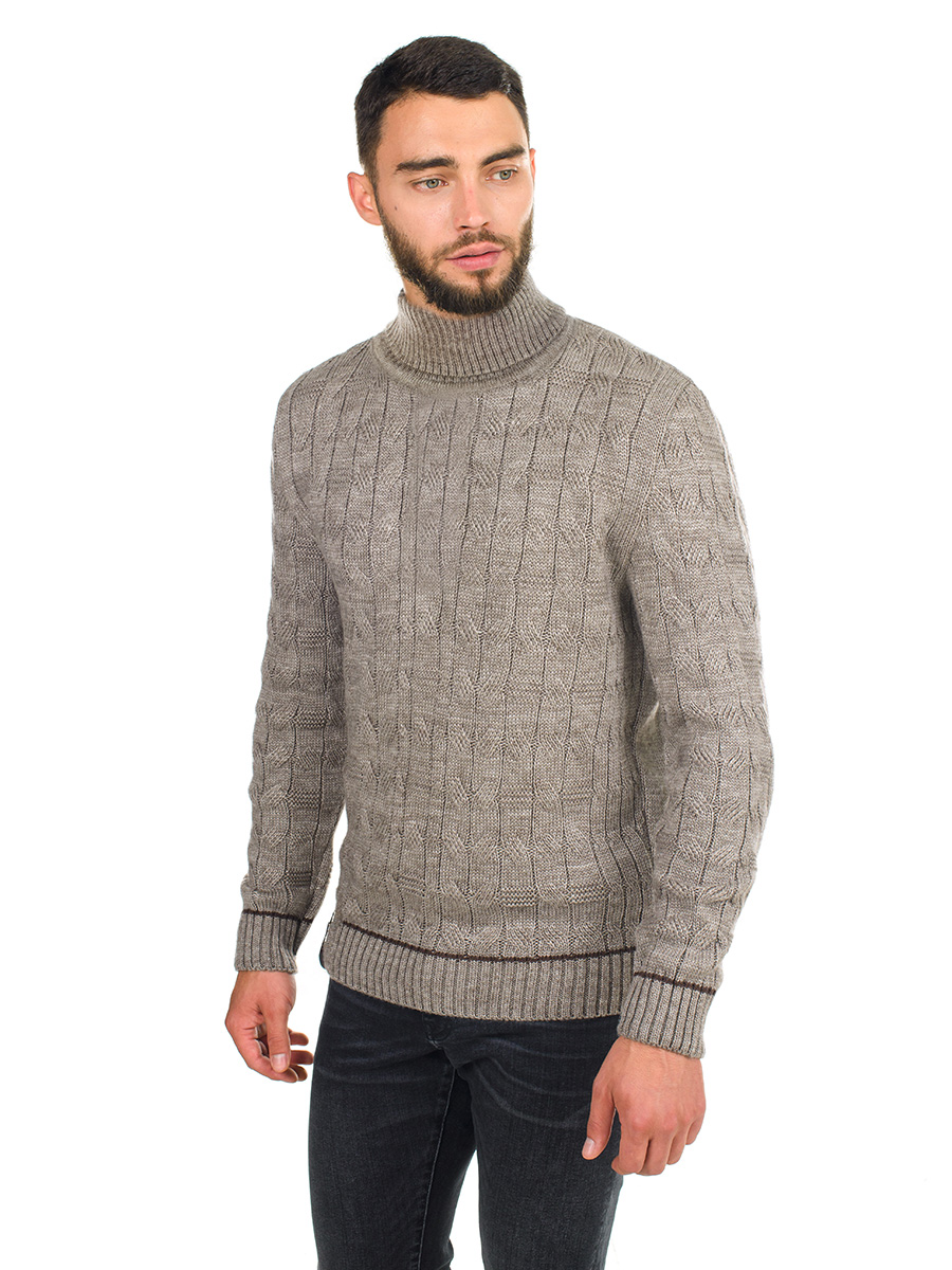 Чоловічий гольф з контрастними акцентами SVTR Капучіно (266 54 капучіно)