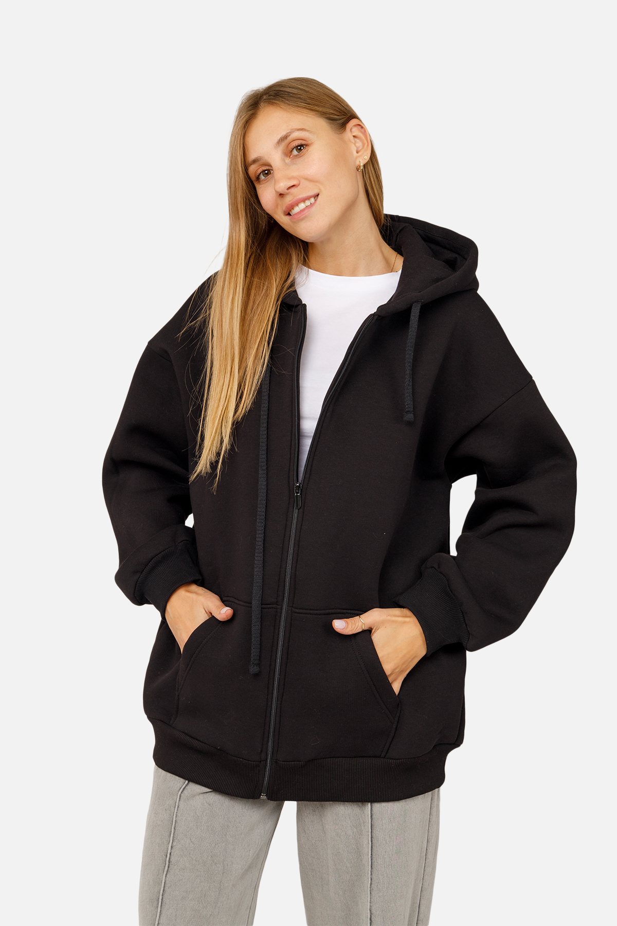 Жіноча толстовка Yuki на блискавці S Чорний ЦБ-00254556 (SKT001004594)