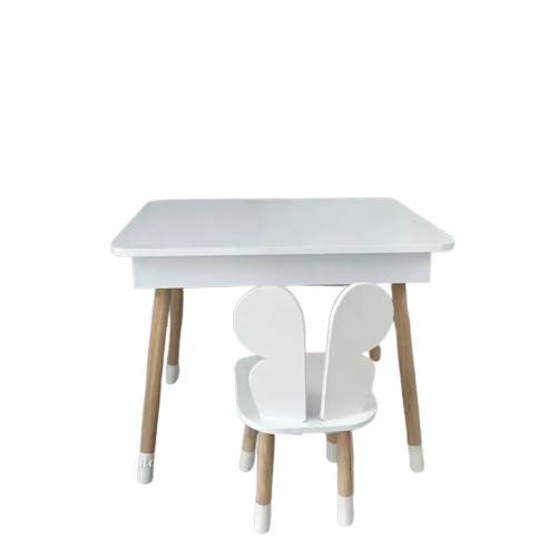 Столик з ящиком для олівців і стільчик No Brand Метелик 54х60х45 см Білий (2330428615)