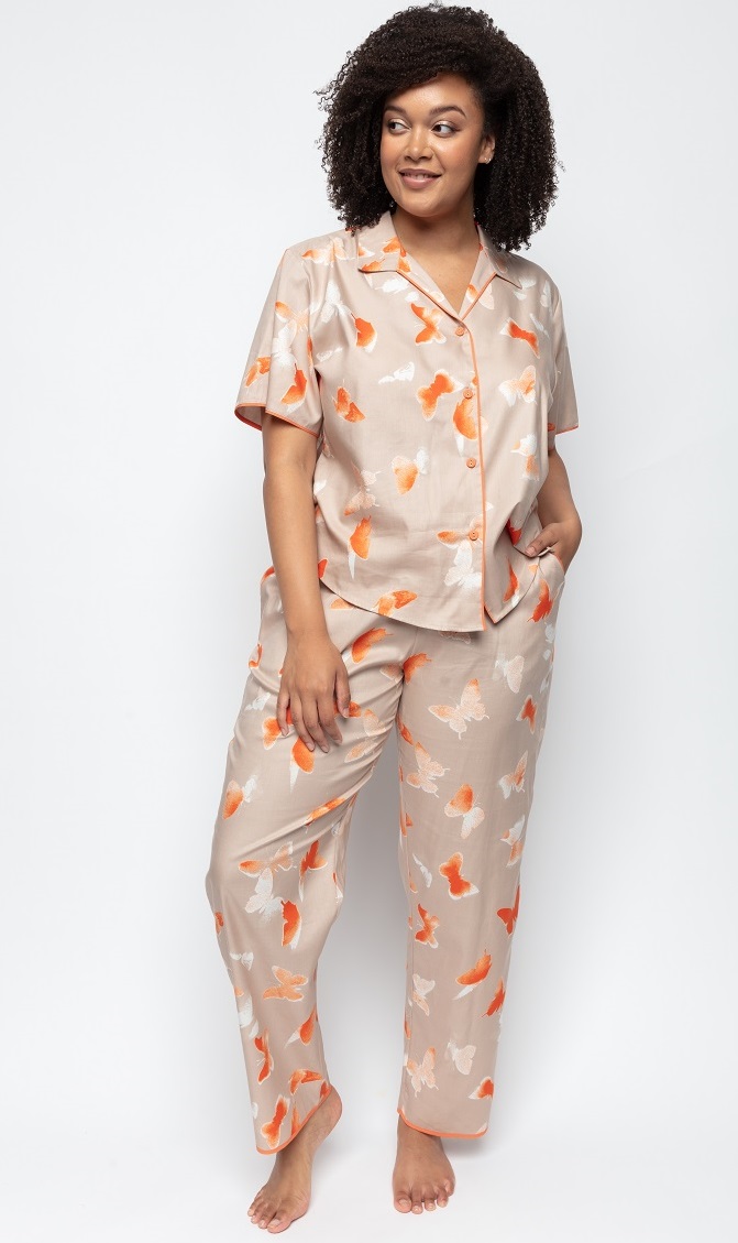 Піжама жіноча Cyberjammies Sage 9588-9589 16/XL Сірий з принтом метелика (5051877442078)