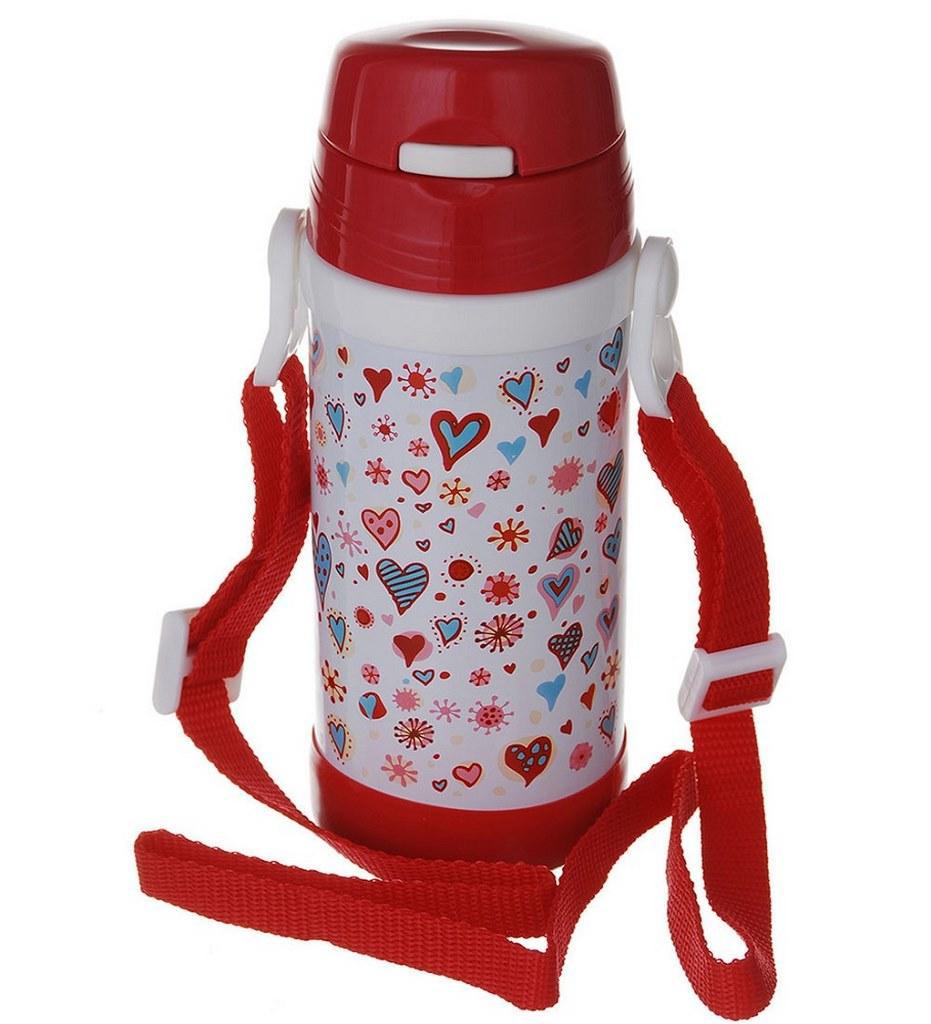 Термос дитячий A-plus з трубочкою вакуумний 320 мл Червоний (006428)