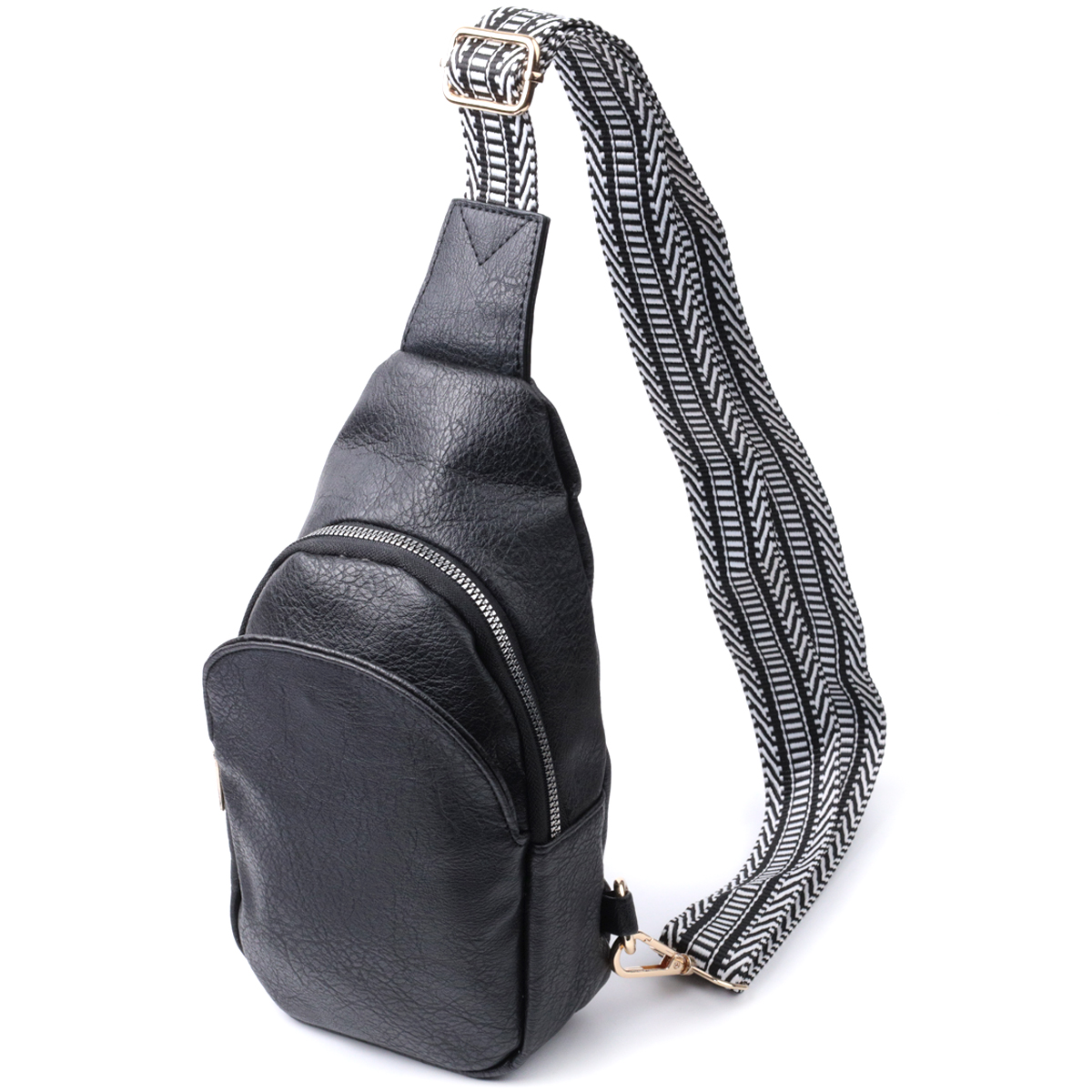 Сумка для жінок через плече з екошкіри Vintage 22781 Чорний 15х25х5 см