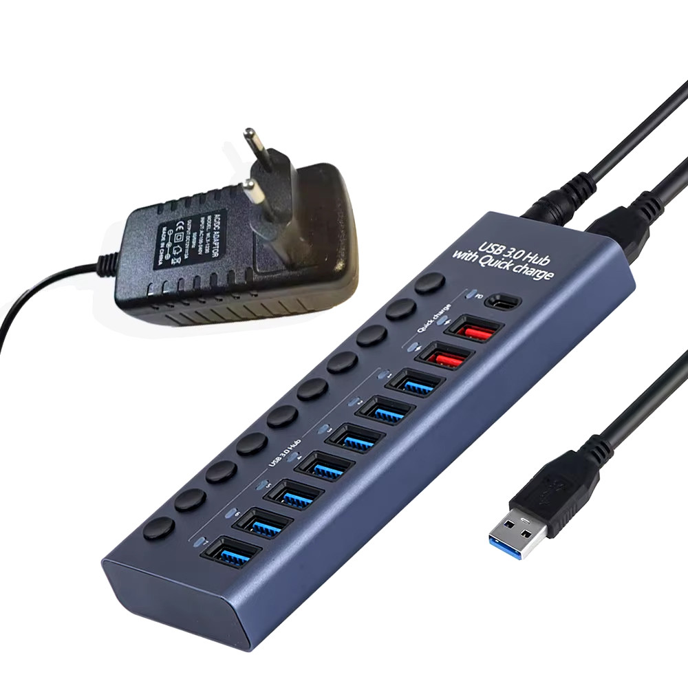 Концентратор Digital 10 Port USB 3.0 з PD високошвидкісний з адаптером (HUB985)