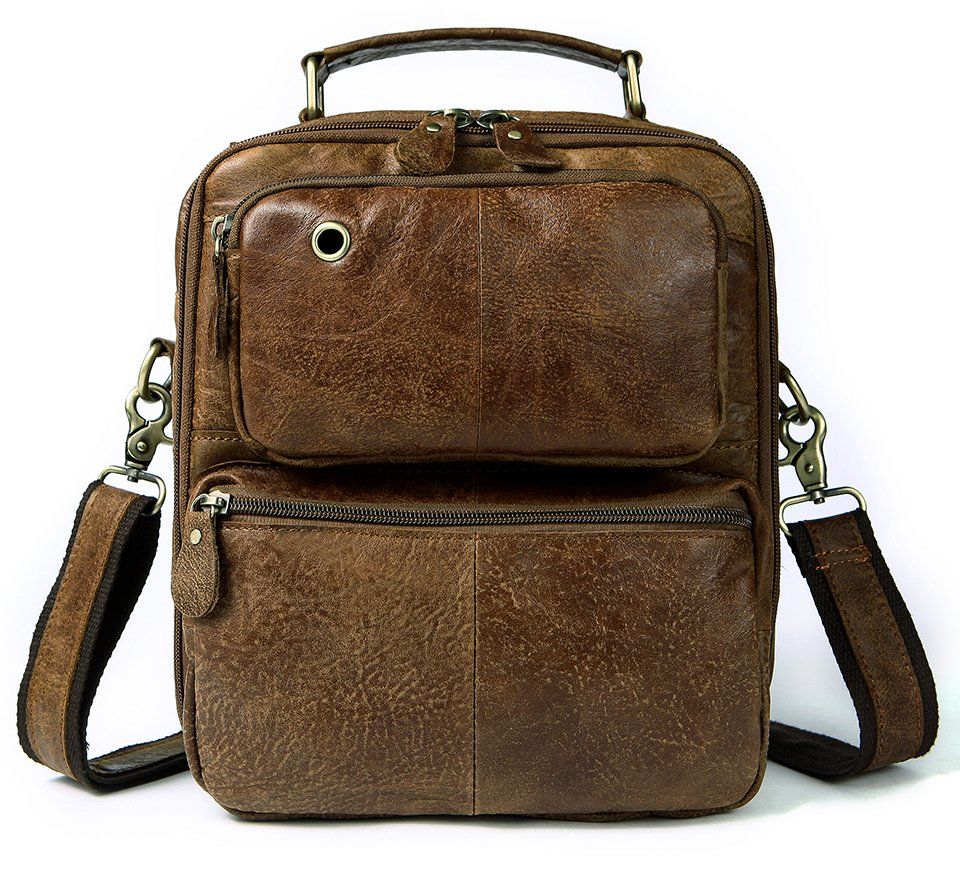 Сумка з ефектами старовини чоловіча Vintage Руда (14673)
