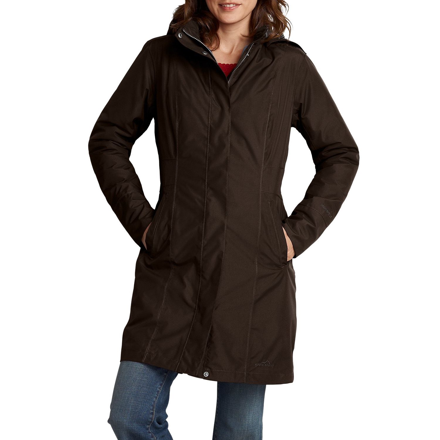 Пальто Eddie Bauer Womens Girl On The Go Insulated Trench Coat COCOA L Коричневий (7347CC-L)