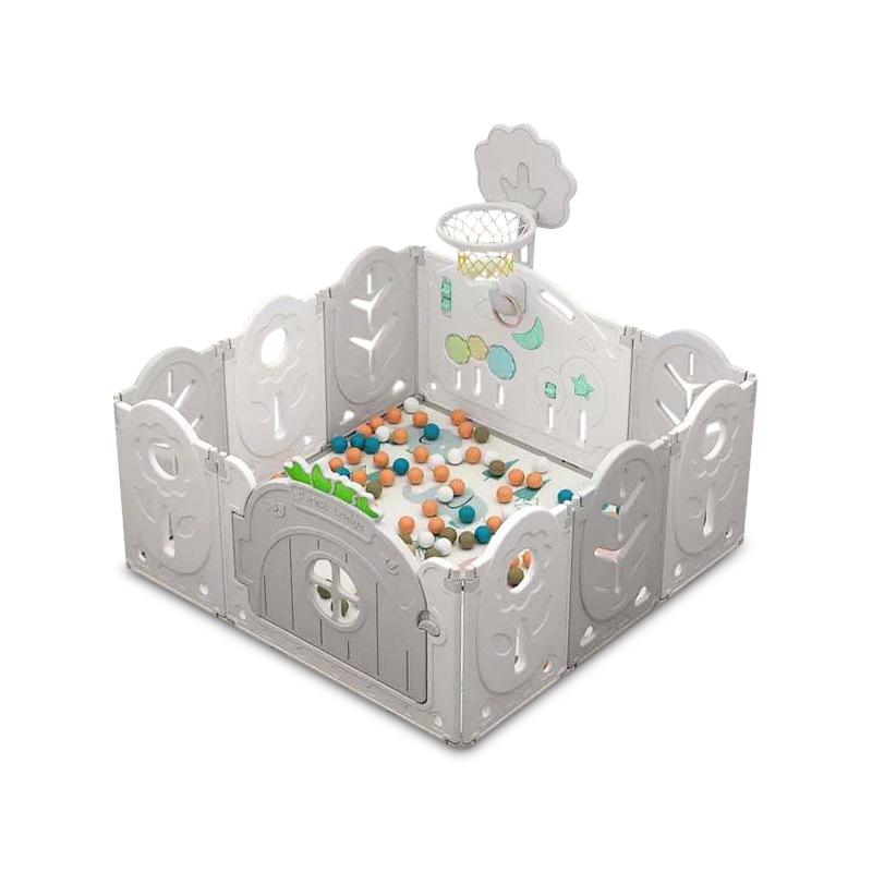 Манеж BabyPlayPen Магічний ліс баскетбольне кільце 123*123*62 Сірий