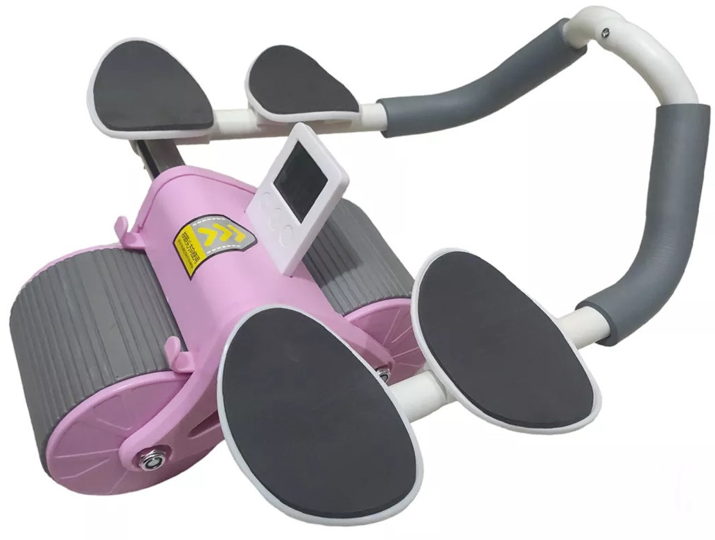 Фітнес колесо для преса RIAS Double Wheel з упорами для ліктів Purple-Grey