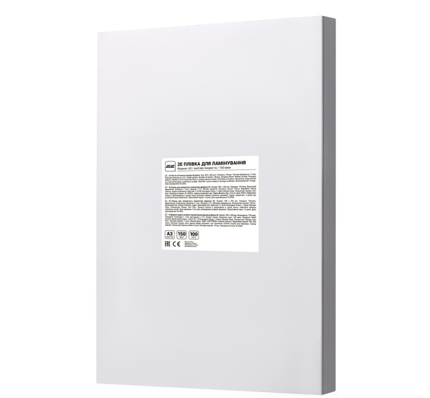 Матова плівка для ламінування A3 2E 2E-FILM-A3-150M 150 мкм 100 шт Прозорий