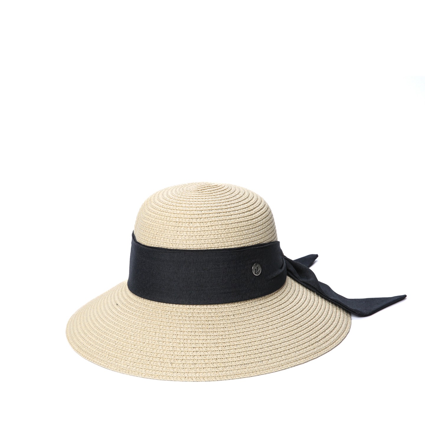 Капелюх жіночий зі стрічкою-бантом LuckyLOOK Сеул 58 Бежево-чорний 808-362