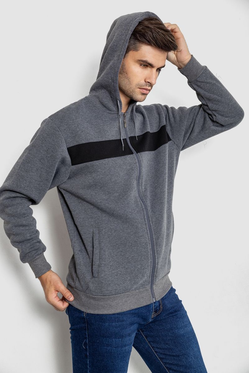 Кофта чоловіча на флісі з капюшоном AGER Сірий M (244R2559)
