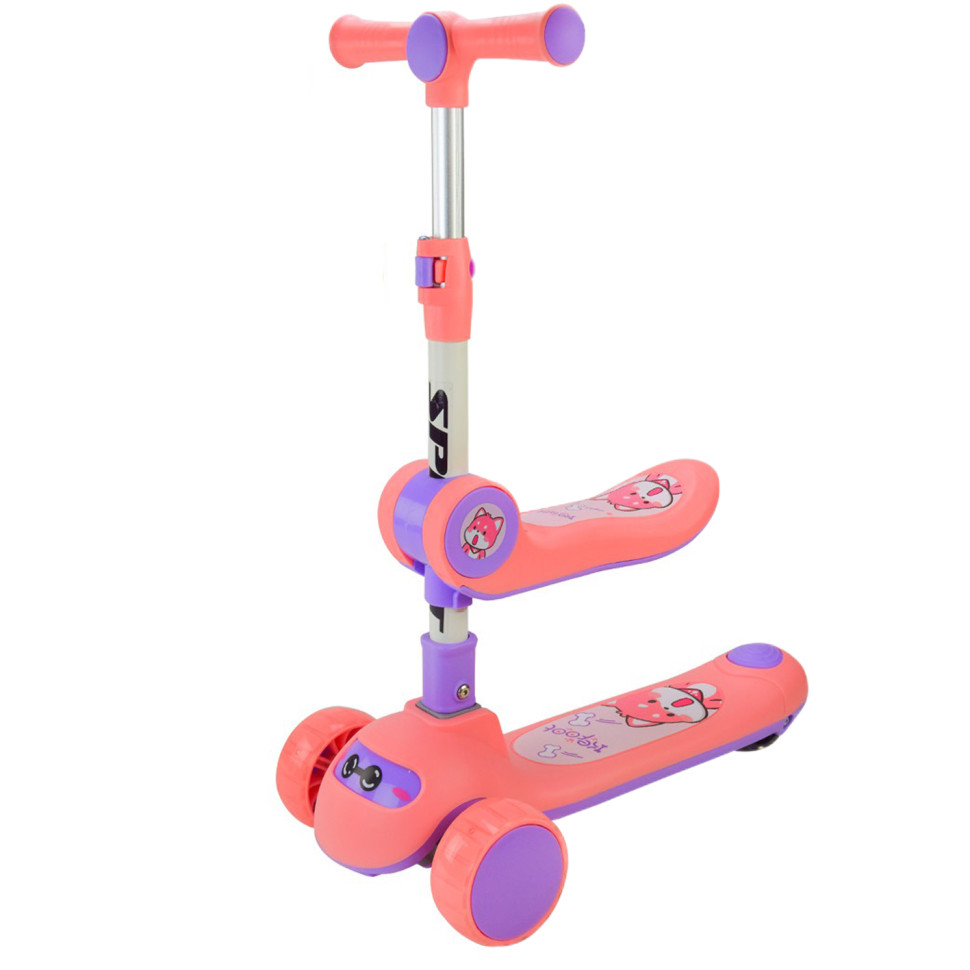 Самокат дитячий 3-х колісний Bambi SC2422 3в1 колеса що світяться рожевий