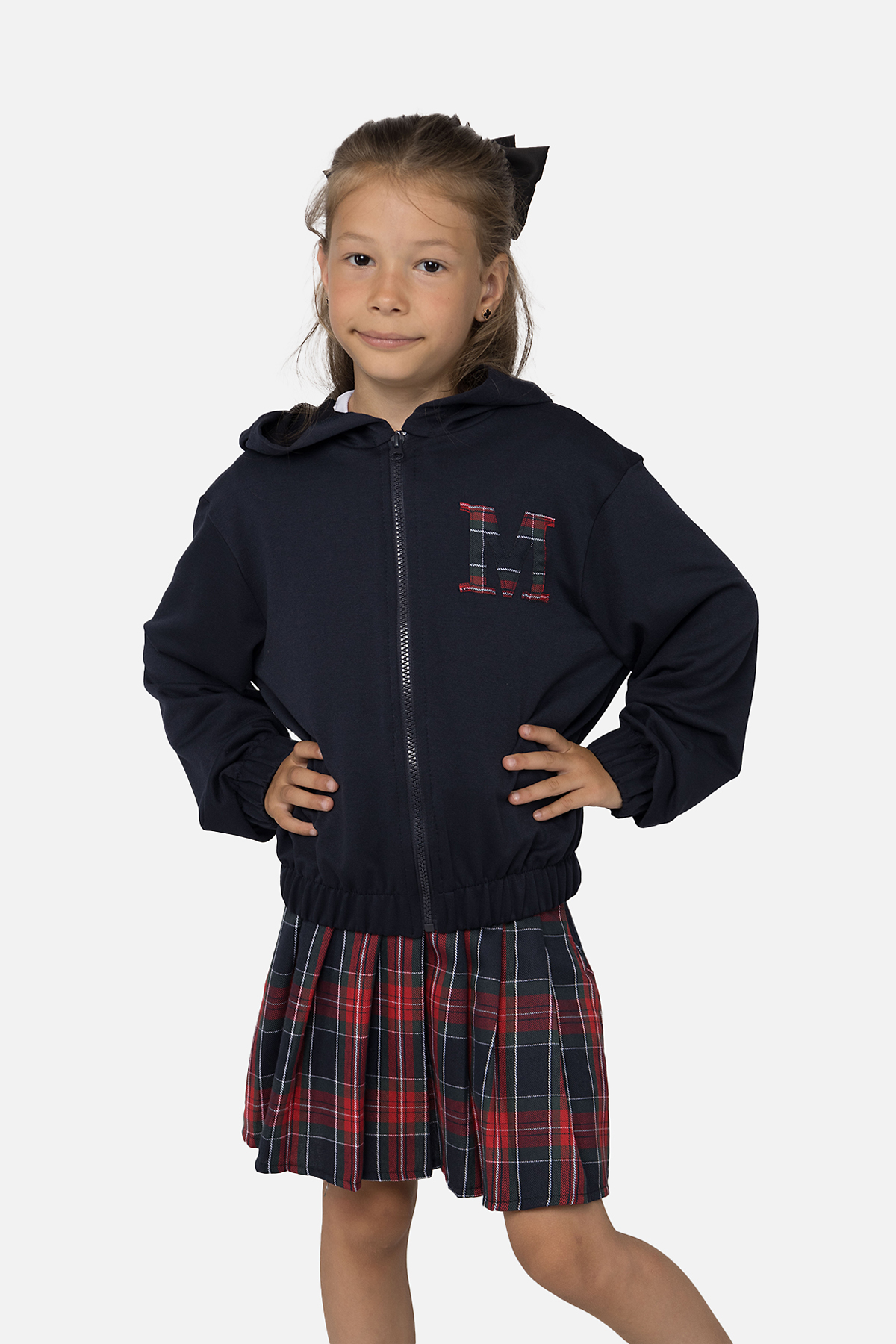 Толстовка на блискавці для дівчинки Yuki 140 см Чорний ЦБ-00251257 (SKT000996356)