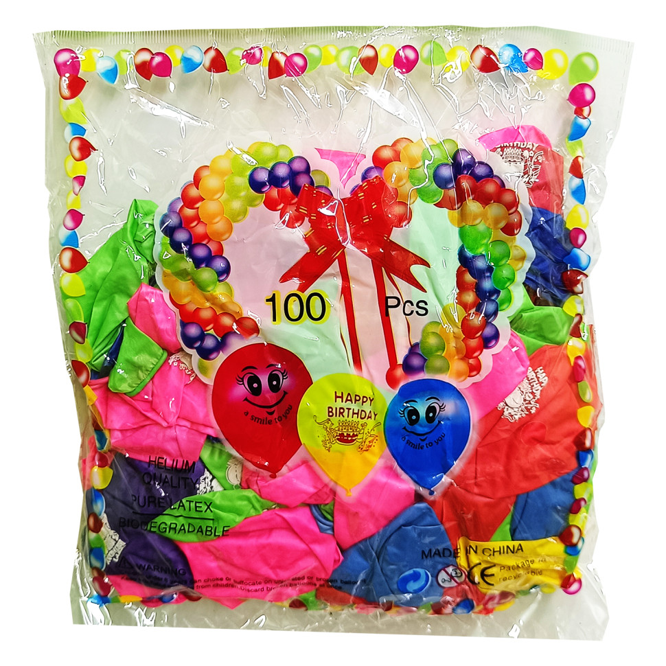 Повітряні Кулі Смайл Bambi 11-92 мікс кольорів 100 штук