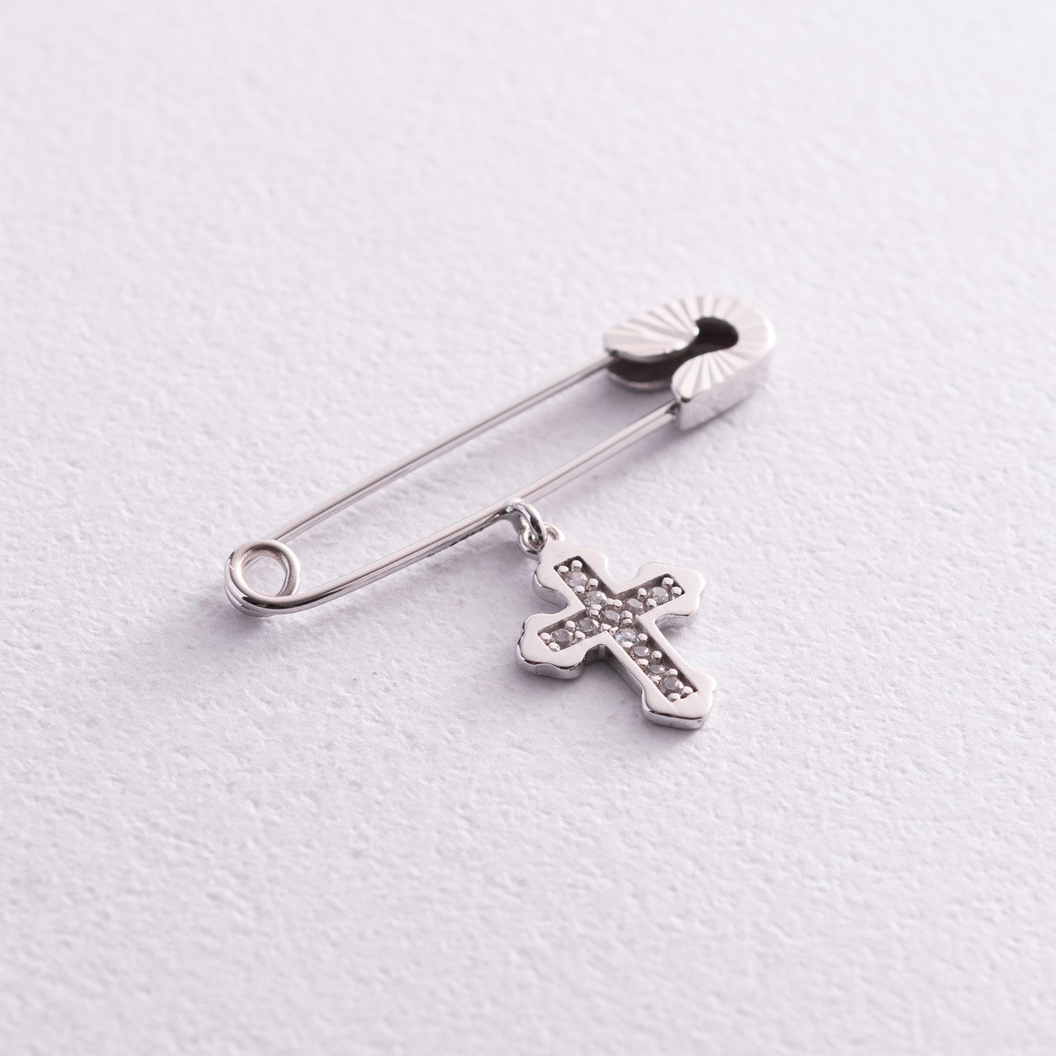 Золота шпилька з хрестиком (фіаніти) зак00320 Оникс