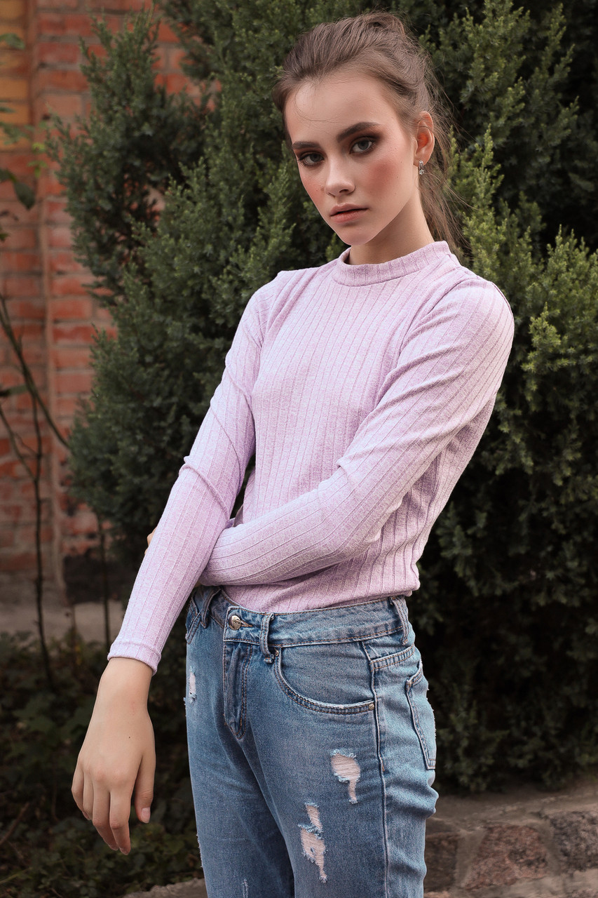 Джемпер жіночий бавовняний теплий Vivioji Бузковий L (12551)