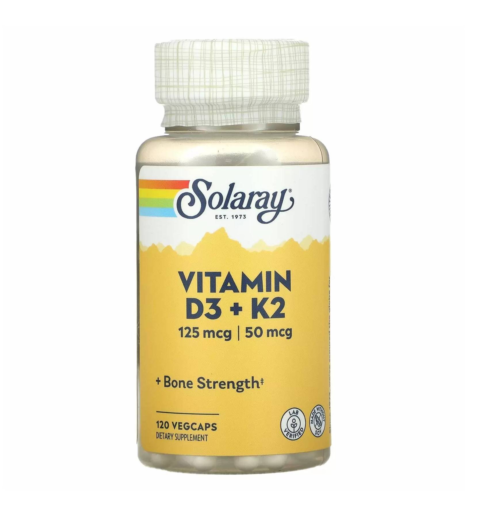 Вітаміни Solaray Vitamin D-3  K-2 120 vcaps (1086-2022-10-1038)