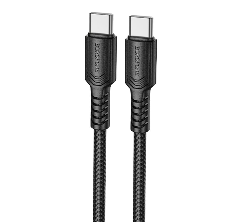 Кабель синхронізації Borofone BX116 Nylon Type-C to Type-C 60W/3A 1м Black (37160_3610584)