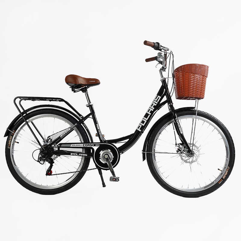 Велосипед міський Corso 26 Polaris PS-110 16.5 7 швидкостей Чорний (168075)