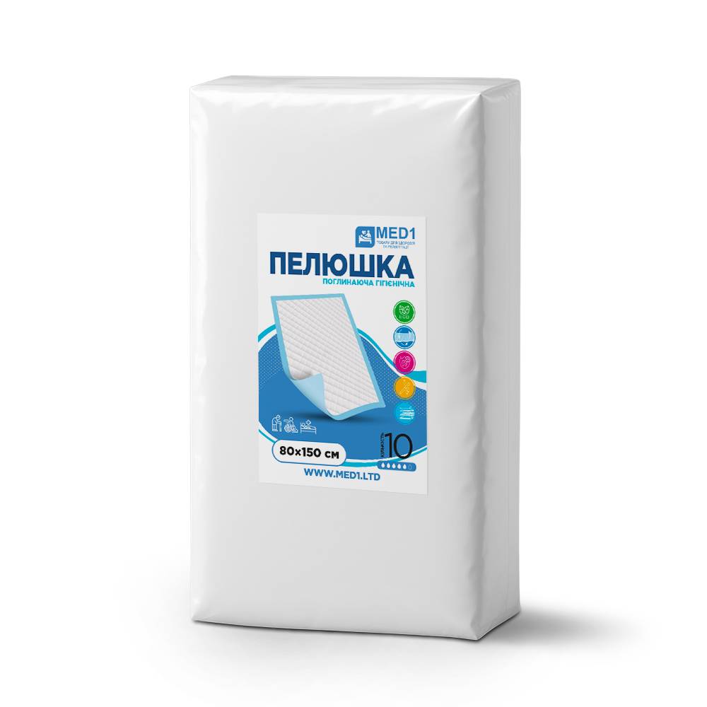 Медична одноразова поглинаюча пелюшка MED1 WC03 80x150 см 10 шт