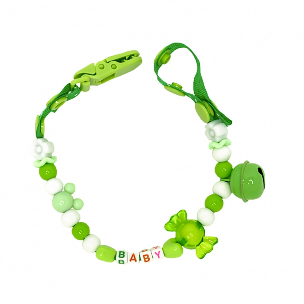 Ланцюжок для пустушки Mega Zayka MGZ-0500(Green) з дзвіночком