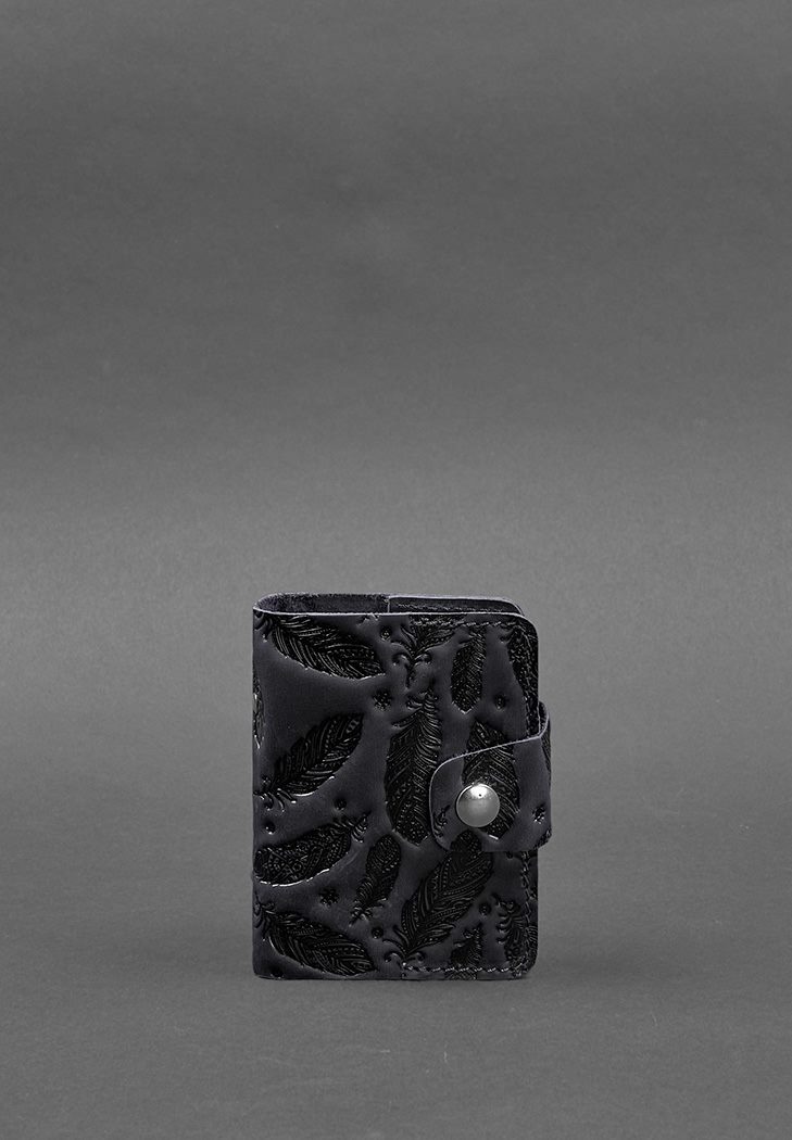 Шкіряний кард-кейс 7.1 (Книжечка) синій з пір'ям Crazy Horse BlankNote