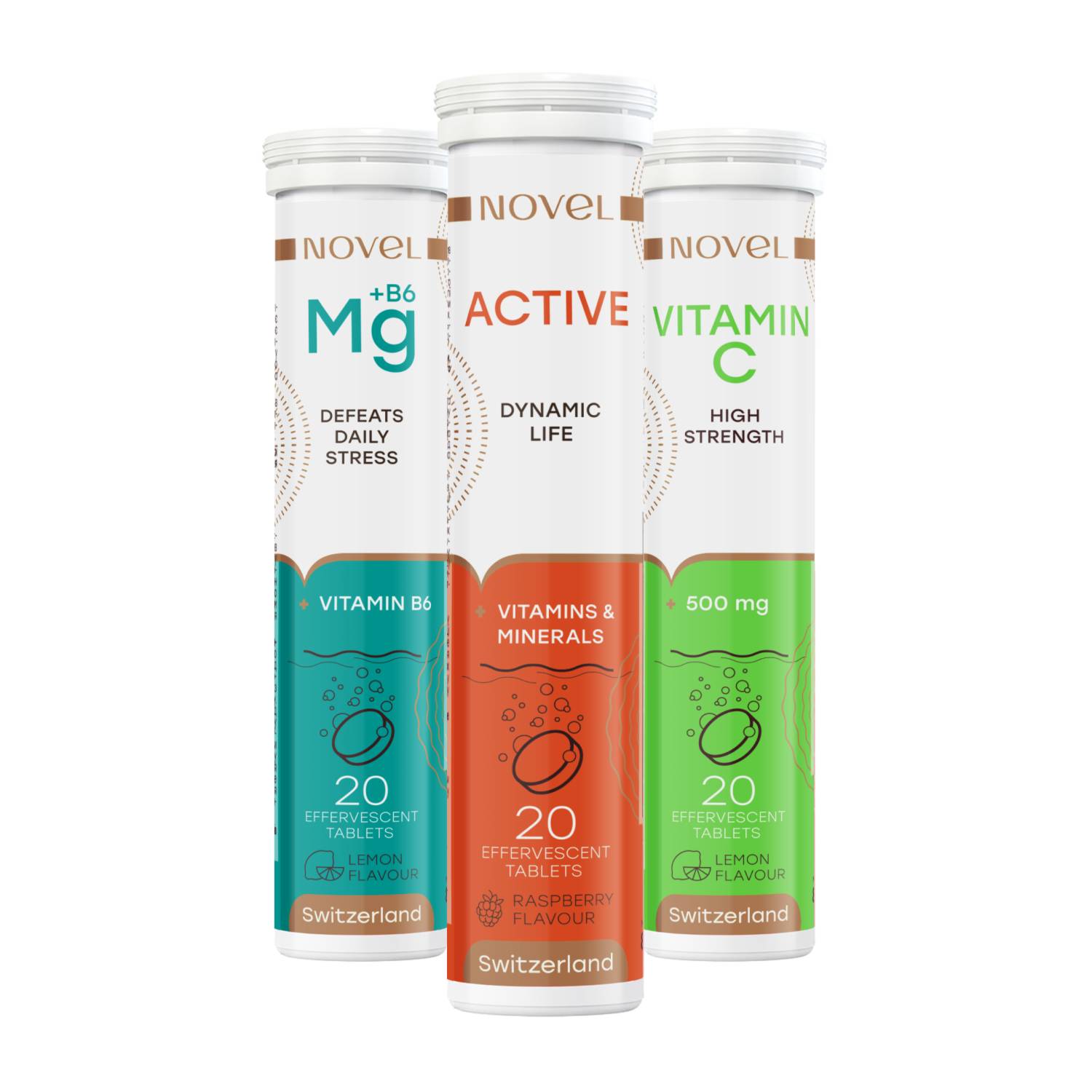 Мультивітамінний комплекс Novel Magnesium №20/Active №20/Vitamin C №20 CO004264