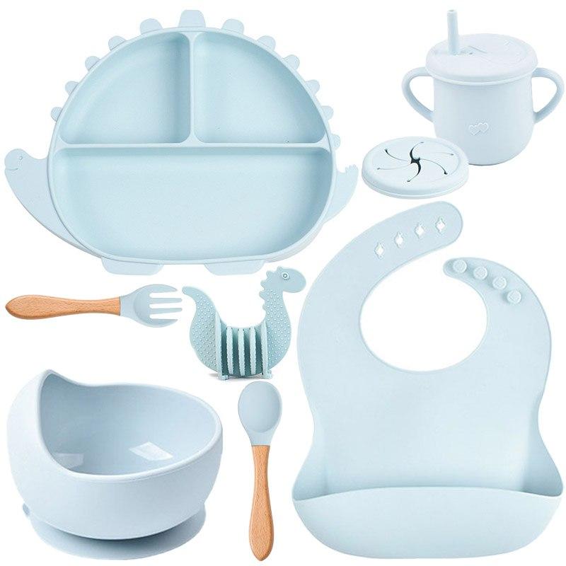 Набір силіконового посуду 2Life 8 предметів Блакитний (v-12634)