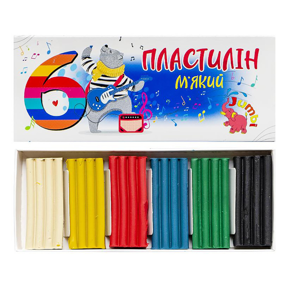 Набір для творчості пластилін Jumbi КТ 230601 6 кольорів 108 грам Різнокольоровий (73658)