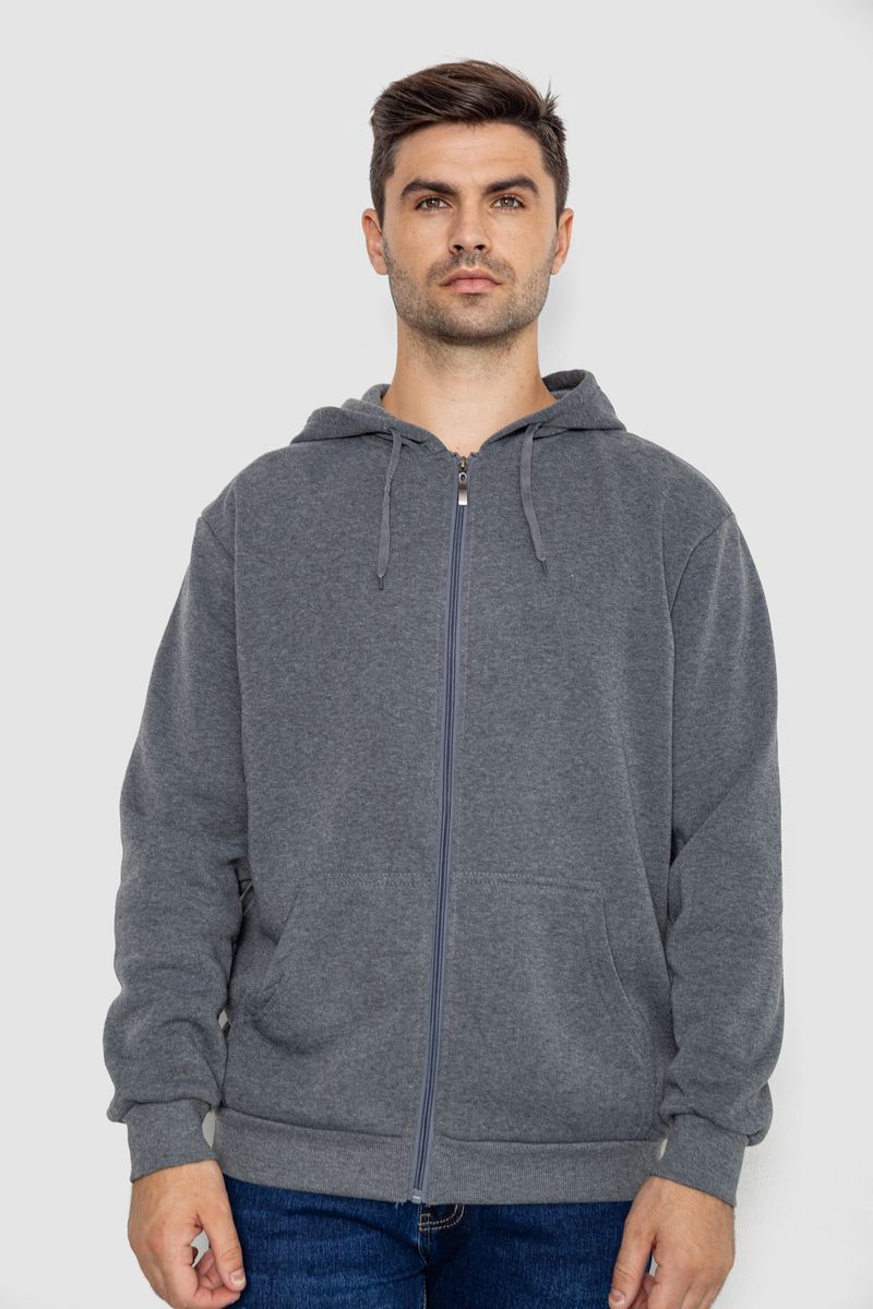 Кофта чоловіча на флісі з капюшоном AGER Сірий M (244R2493)