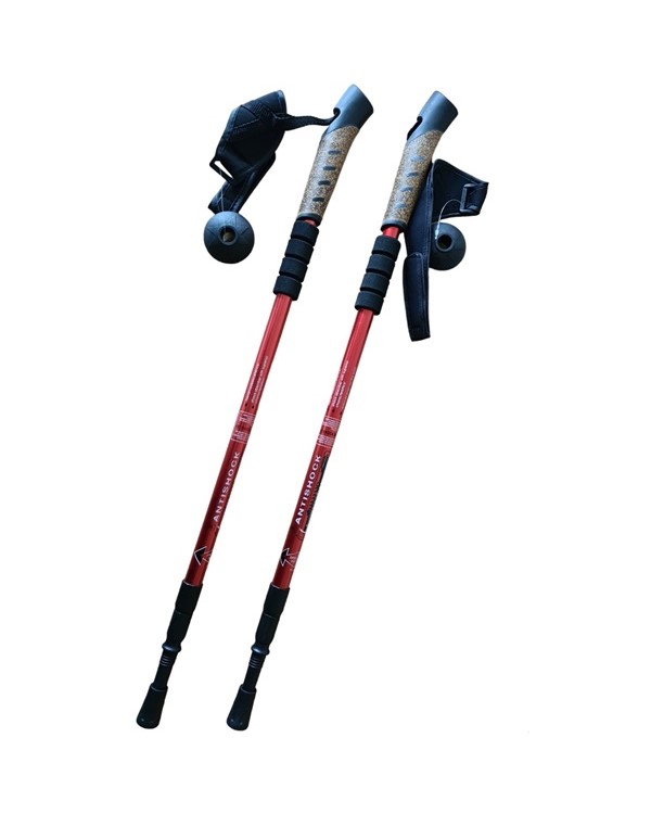 Палиці Antishock для скандинавської ходьби+трекінг телескопічна пара Red