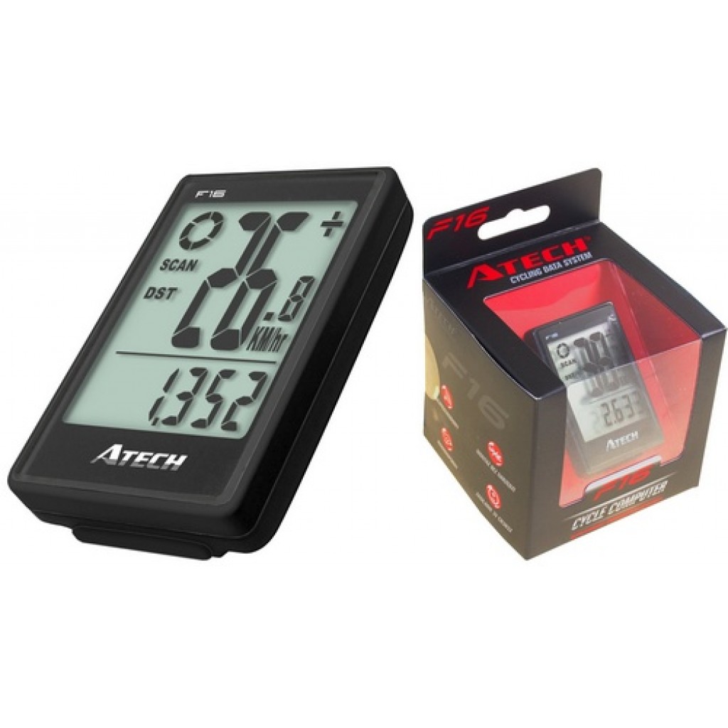 Велокомп'ютер бездротовий Atech 16 функцій Чорний (MCT20-BV)