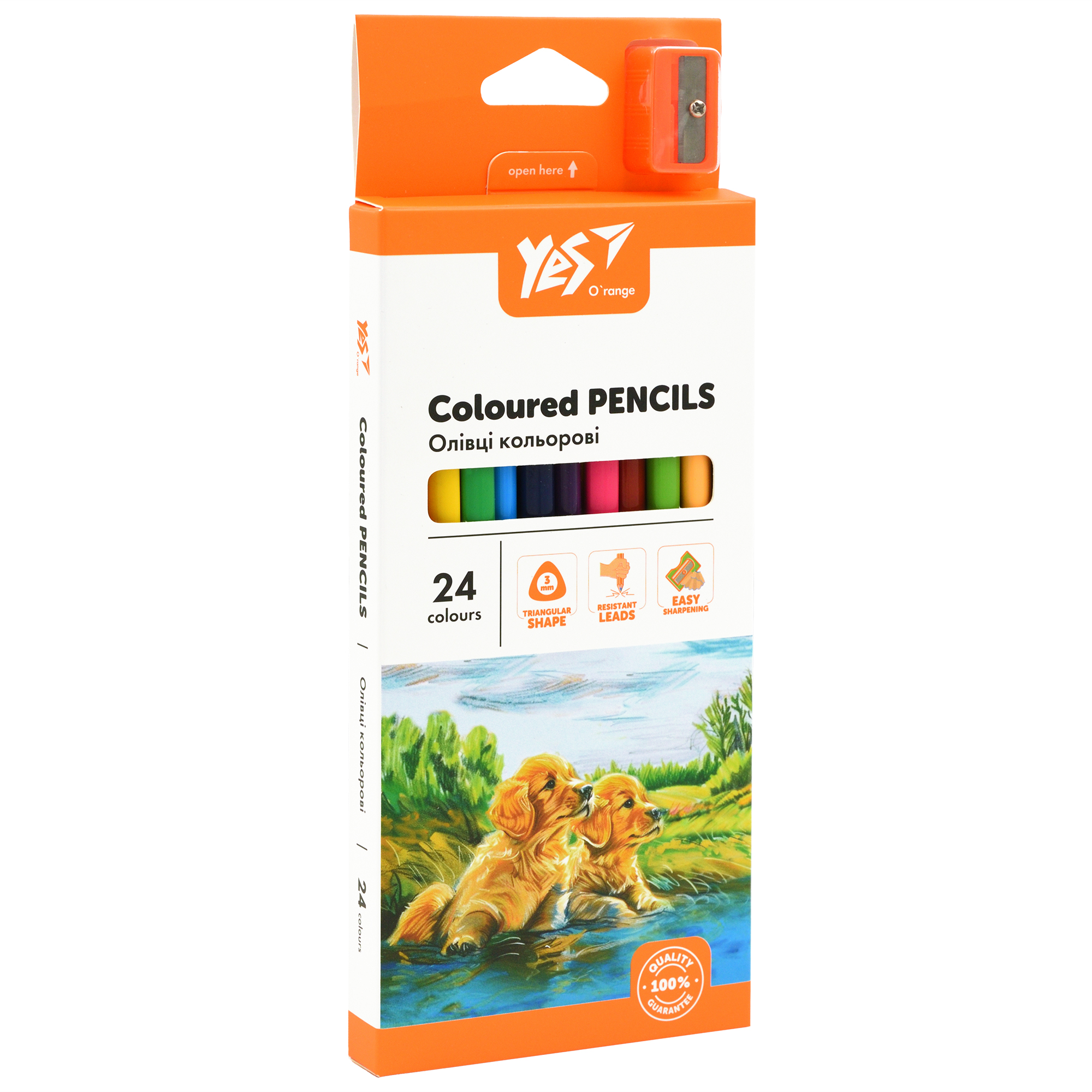 Олівці кольорові YES Orange Line з точилкою 24 кольорів (290754)