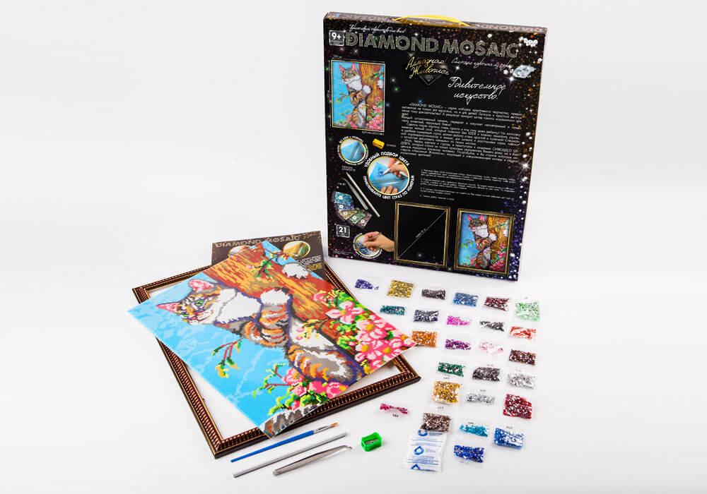 Набір для творчості Danko Toys Алмазна живопис Diamond mosaic Кіт Різнокольоровий (AJYTQUDL)