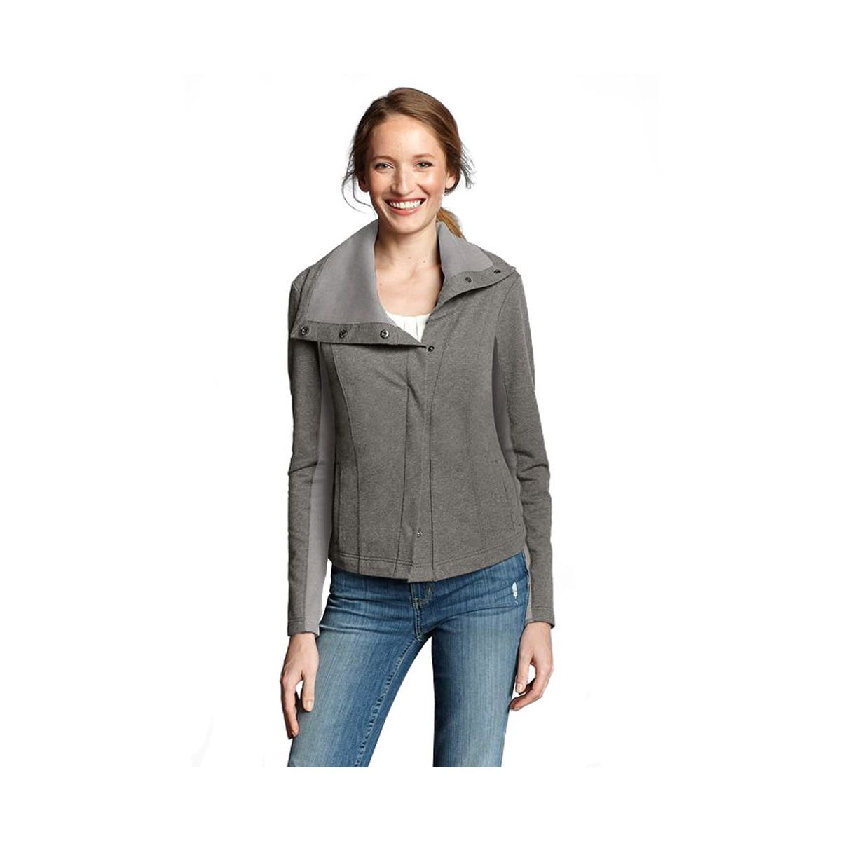 Жакет Eddie Bauer Women Asymmetrical Versa Knit Jacket HTR L Сірий (7483HGY)