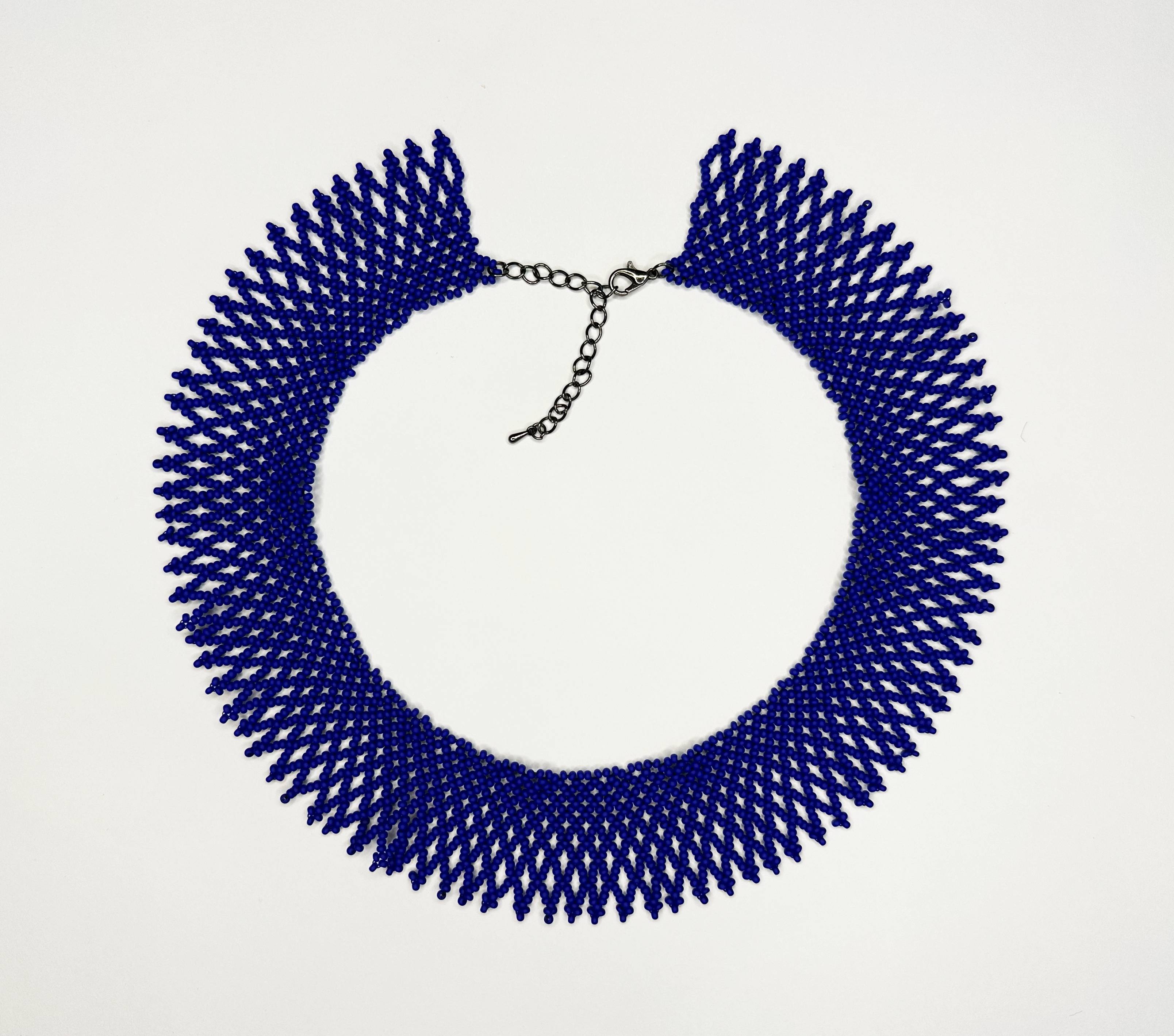 Кольє-силянка із чеського матового бісеру HatynkaUA Necklace 39 см Синій (SUN999_54)