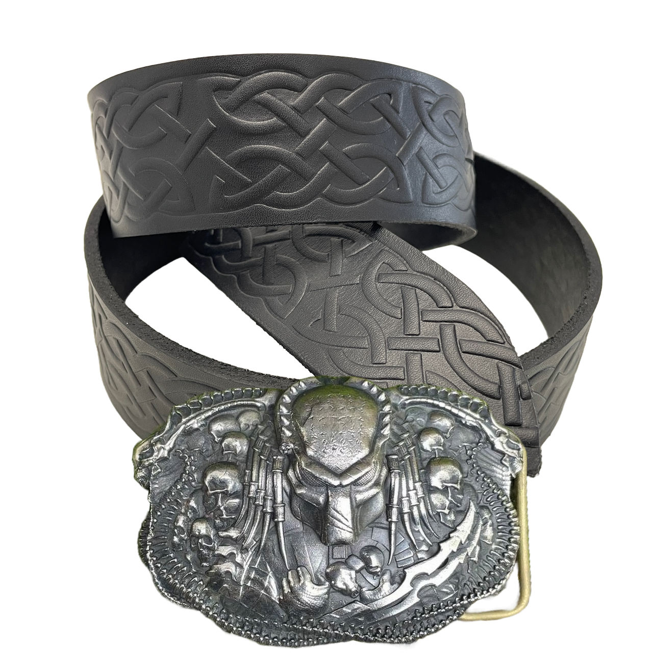 Ремінь (тиснення) з пряжкою Gorillas BBQ Хижак нейзильбер bb71 120 см Чорний (5297)